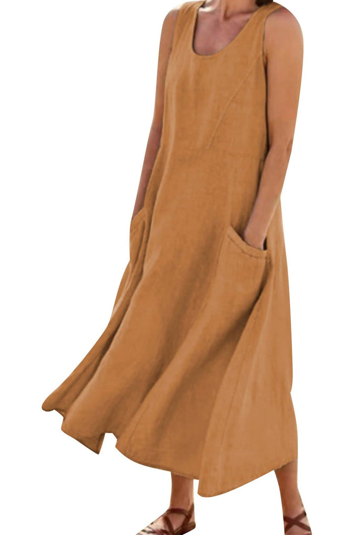 Solid Color Pocket Tank Dress Mint Green · S