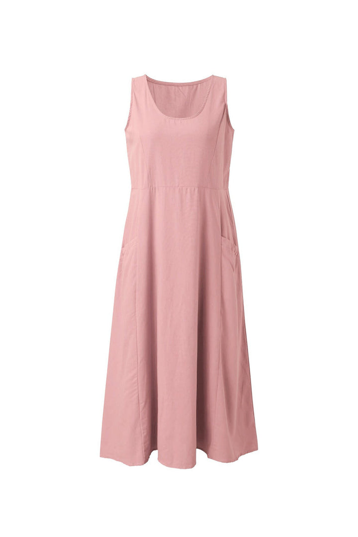 Solid Color Pocket Tank Dress Pink · S