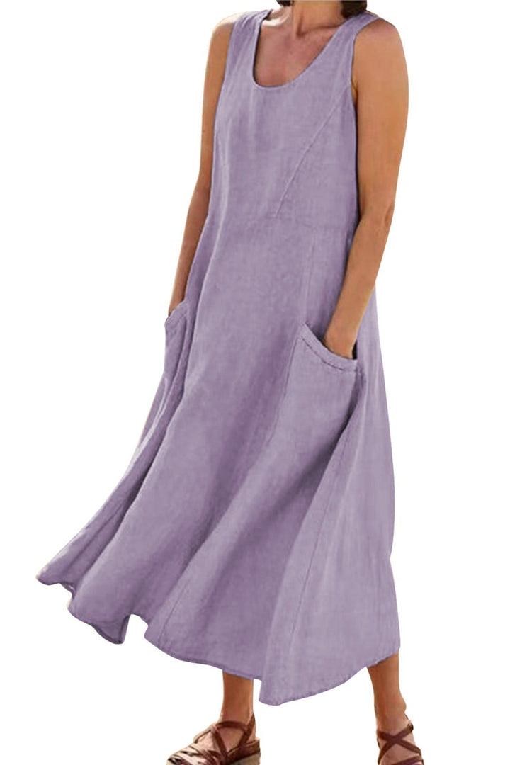 Solid Color Pocket Tank Dress
