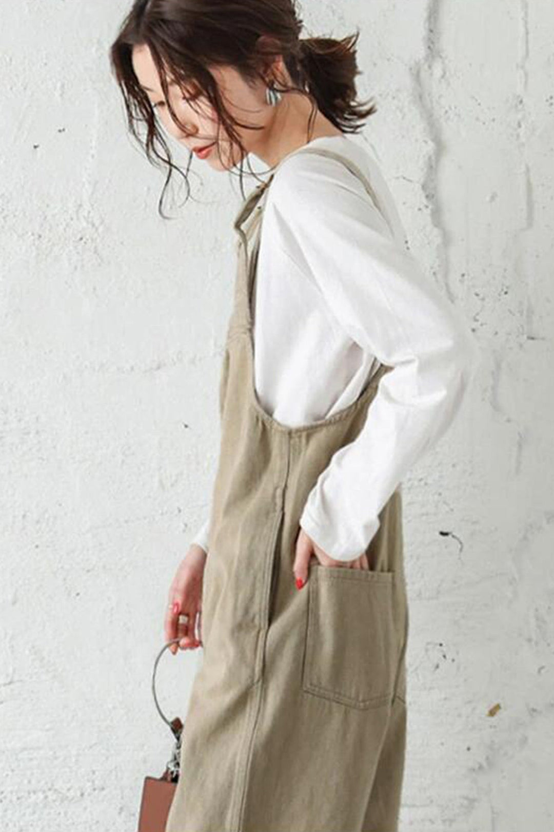 Solid Color Spaghetti Straps Jumpsuits Khaki · M