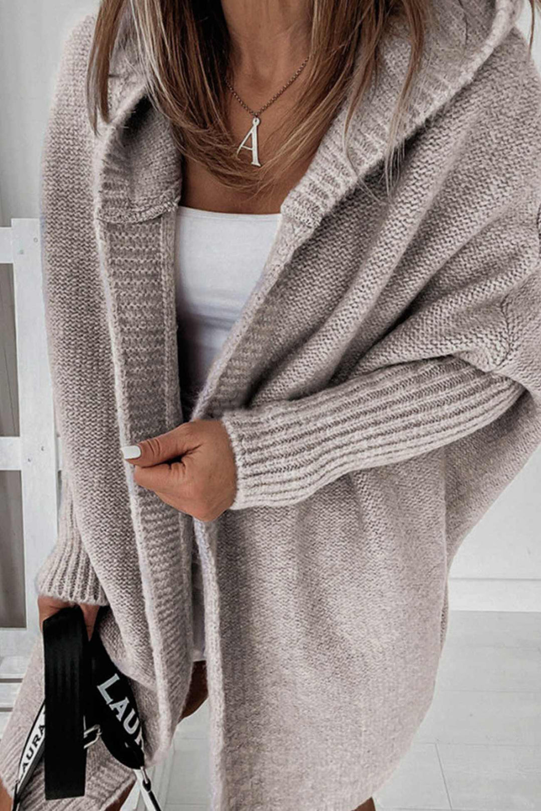 Solid Open Front Hoodie Cardigan Pink · S