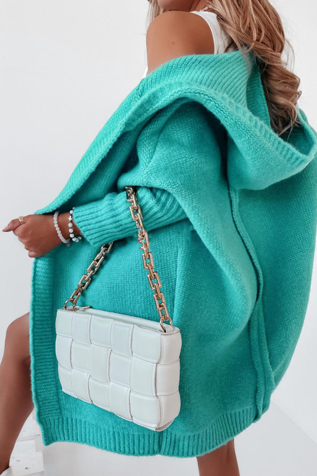 Solid Open Front Hoodie Cardigan Purple · M