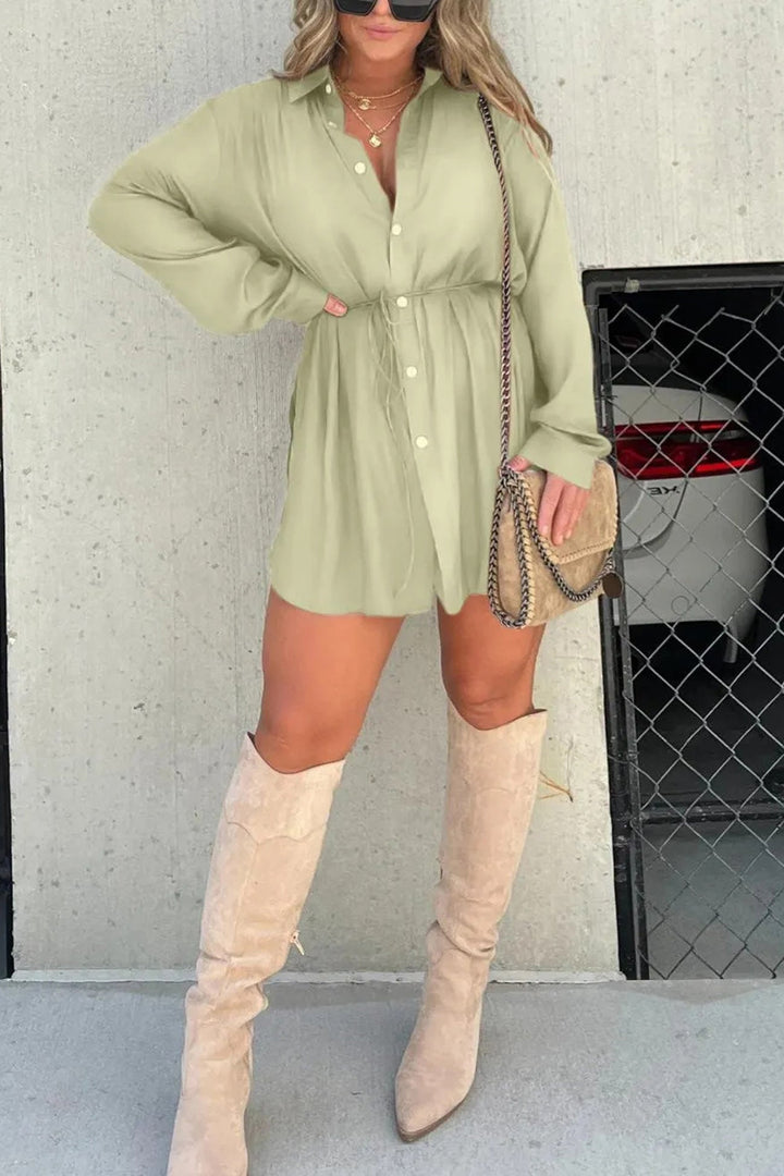 Solid Fake Two-piece Blouse Rompers Khaki · 4XL
