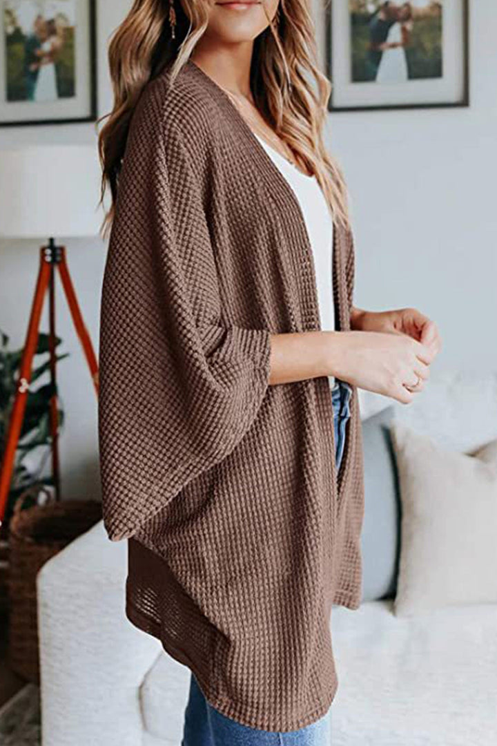 Solid Half Sleeve Wrap Cardigan Black · L