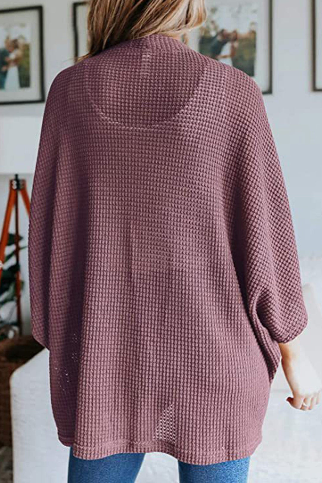Solid Half Sleeve Wrap Cardigan Purple · S