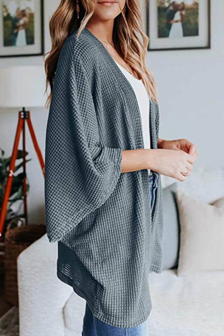 Solid Half Sleeve Wrap Cardigan Light Blue · L