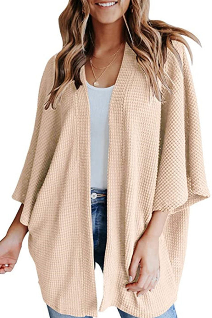 Solid Half Sleeve Wrap Cardigan Coffee · L