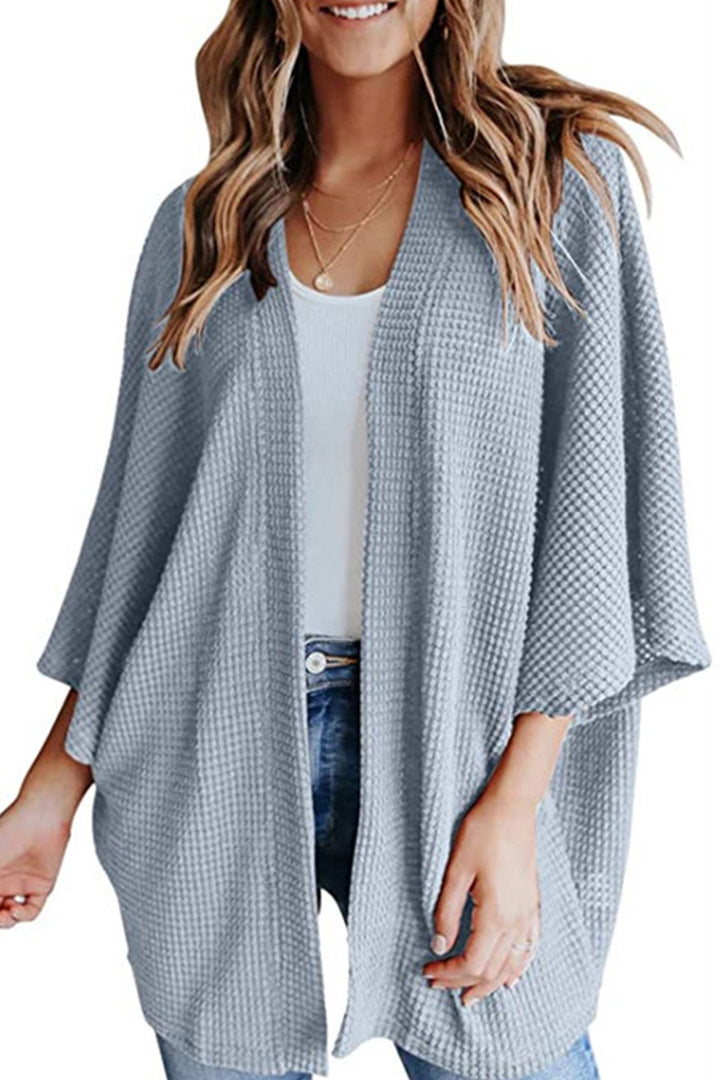 Solid Half Sleeve Wrap Cardigan Apricot · L