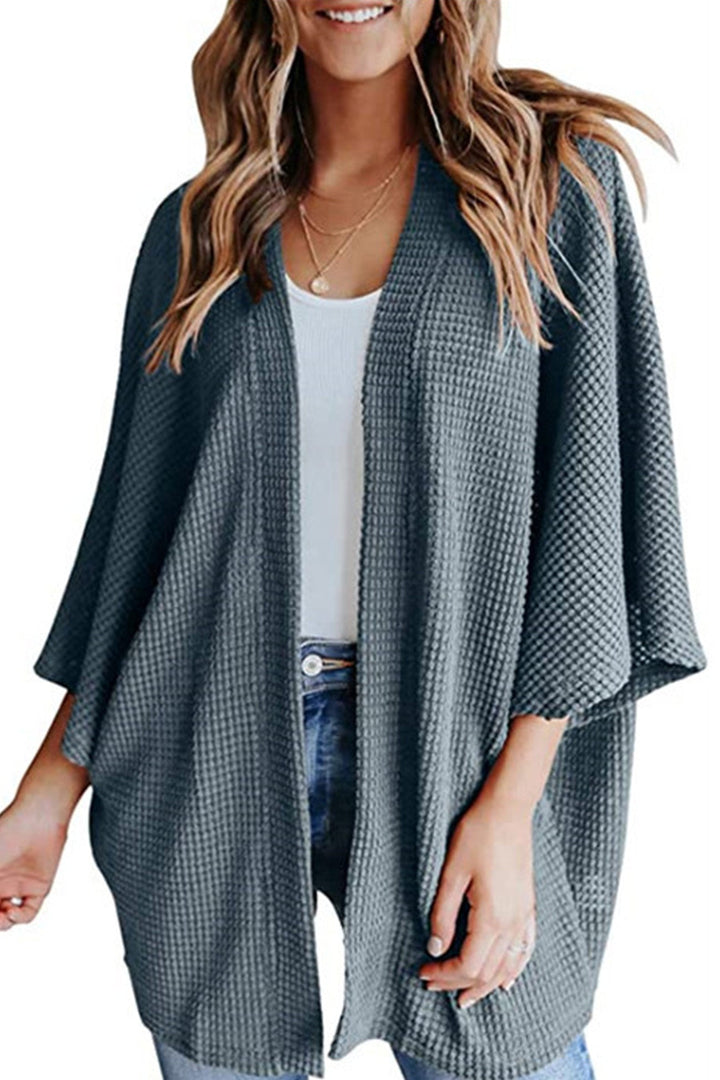 Solid Half Sleeve Wrap Cardigan Light Blue · XL