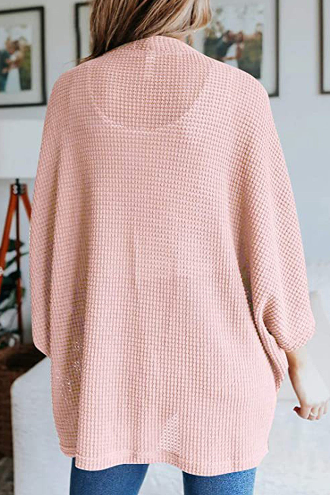 Solid Half Sleeve Wrap Cardigan Pink · S