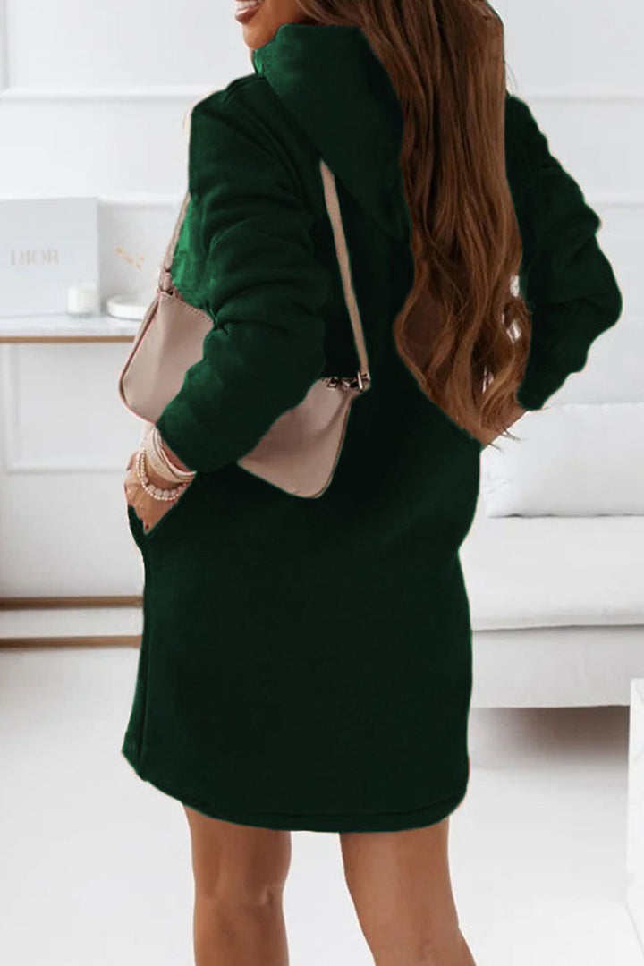 Solid Hooded Mini Dress Brown · L