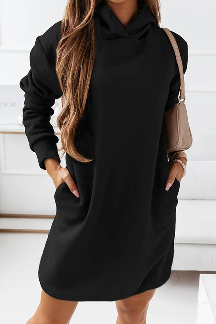 Solid Hooded Mini Dress Khaki · 2XL