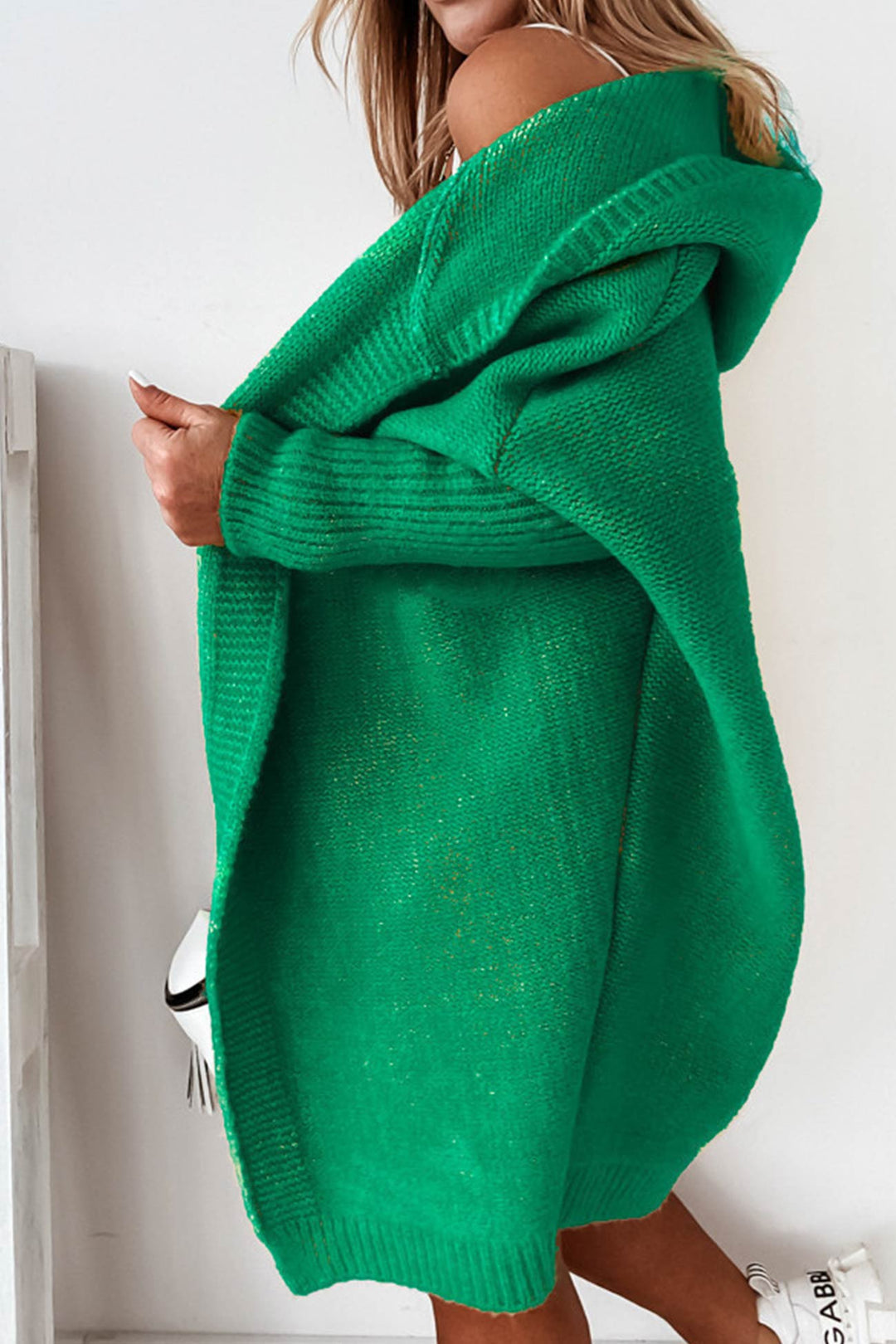 Solid Open Front Hoodie Cardigan Rose · M