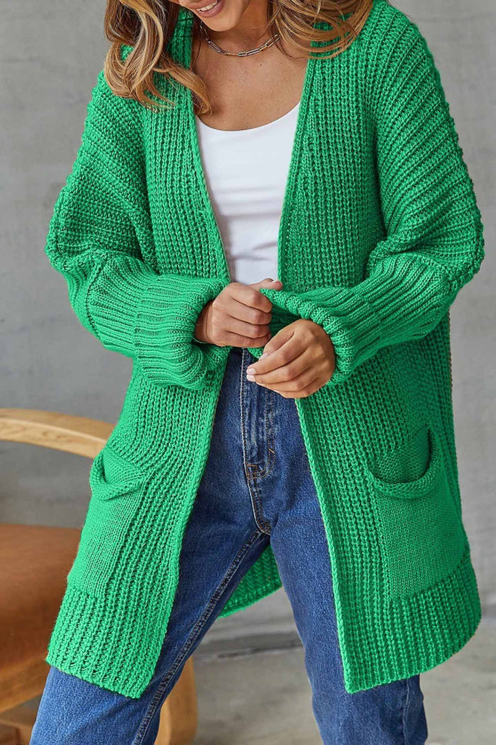 Solid Open Front Long Cardigan Camel · XL
