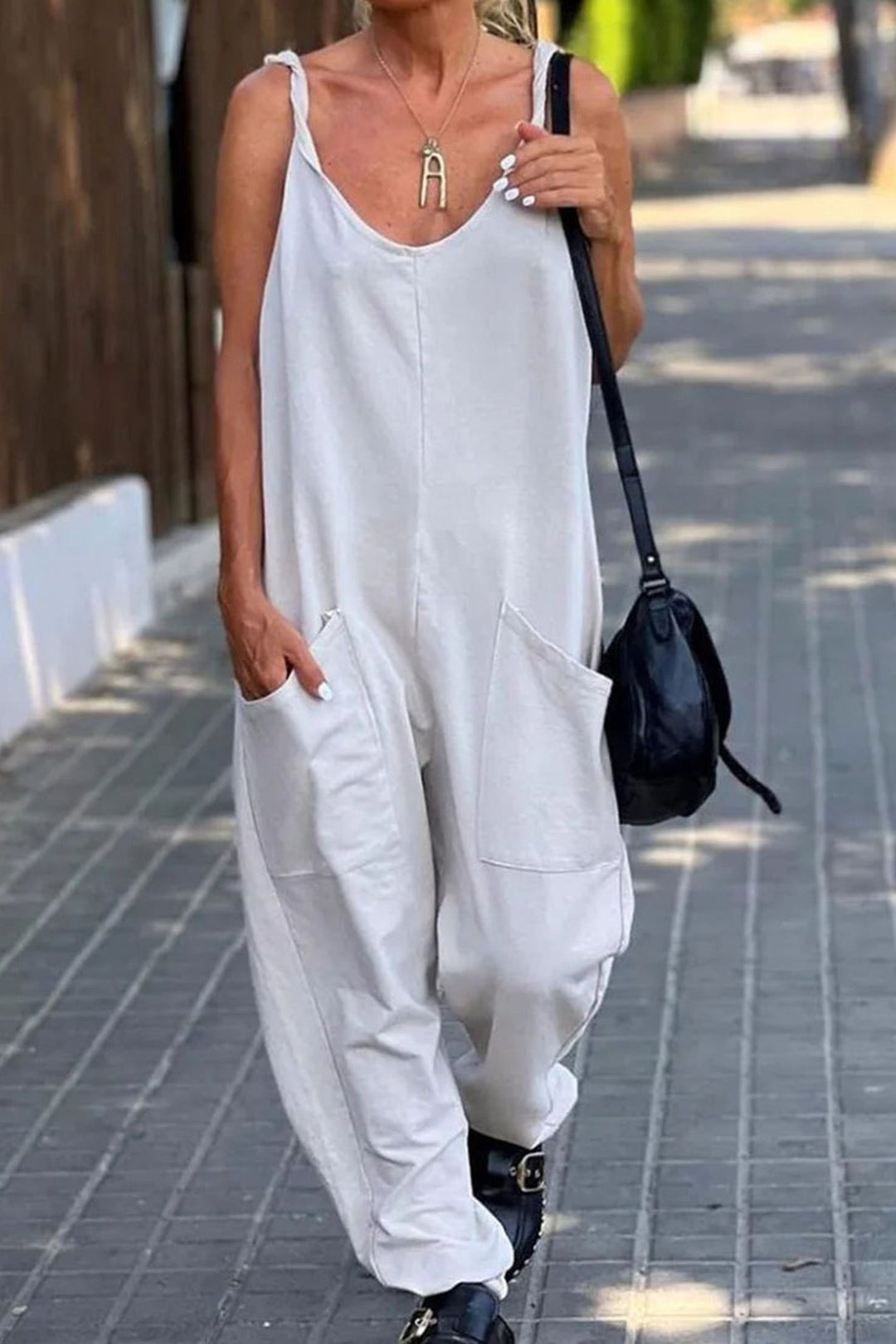 Solid Pocketed Cami Jumpsuits Rose · S