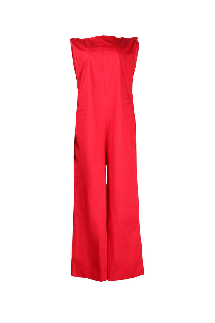 Solid Sleeveless Wide Leg Jumpsuits Red · XL