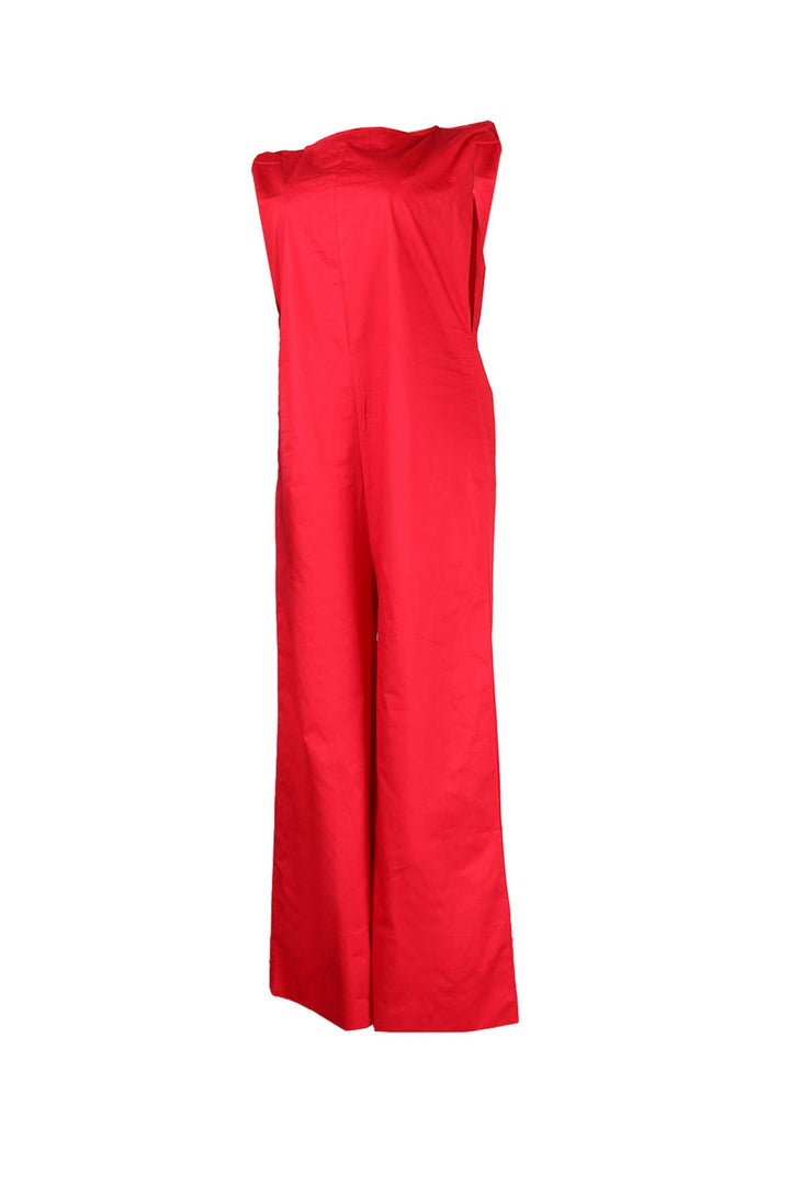 Solid Sleeveless Wide Leg Jumpsuits Red · 2XL