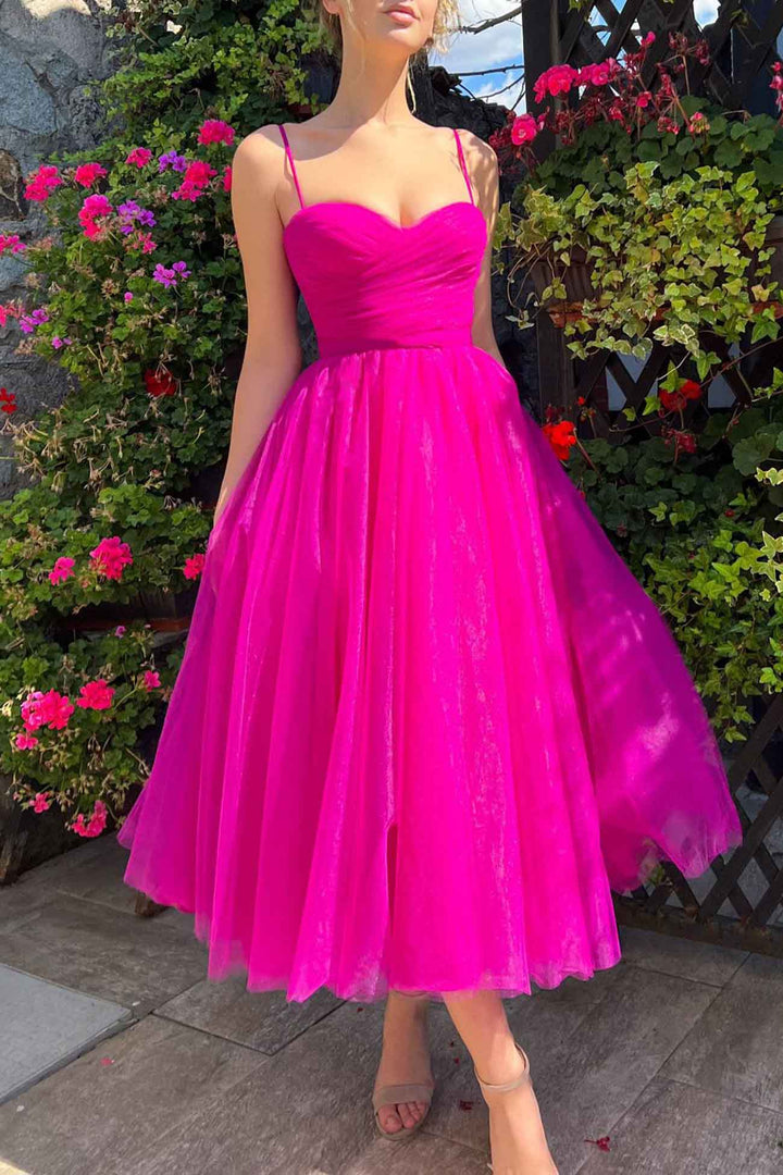 Solid Color Mesh Strappy A-line Dress