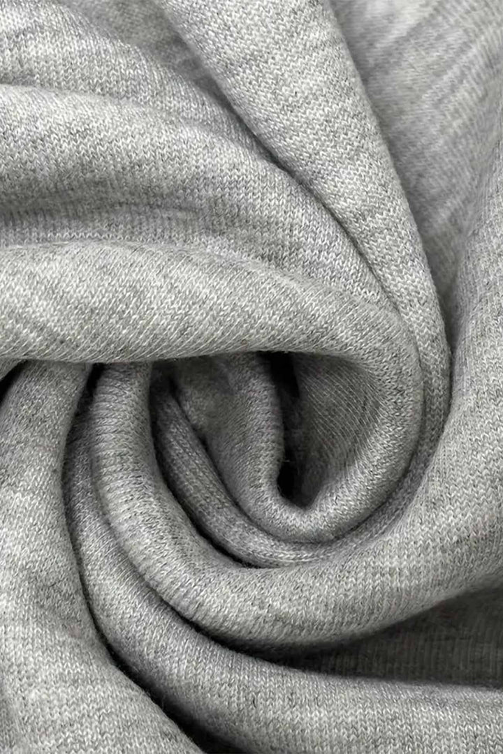 Solid Zip Up Drawstring Hooded Long Cardigan Grey · L