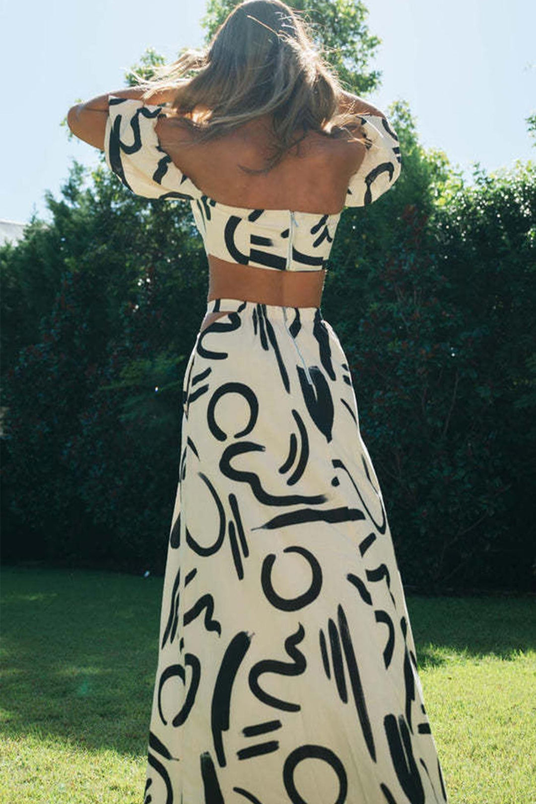 Strapless Puff Sleeve Crop Tops & Skirts Black · S