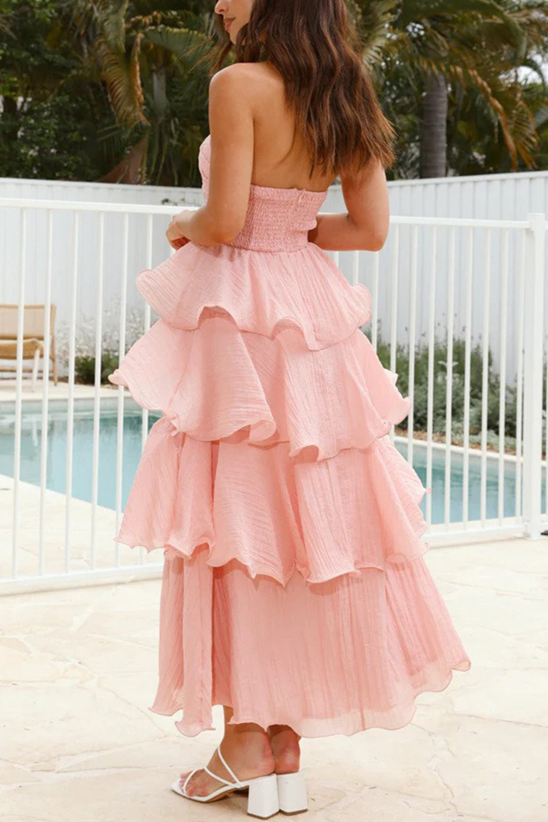 Strapless Sweet Chiffon Tiered Dress