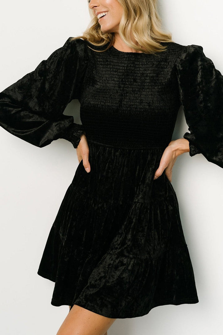 Suede Puff Sleeve Tiered Ruffle Dress Army Green · XL