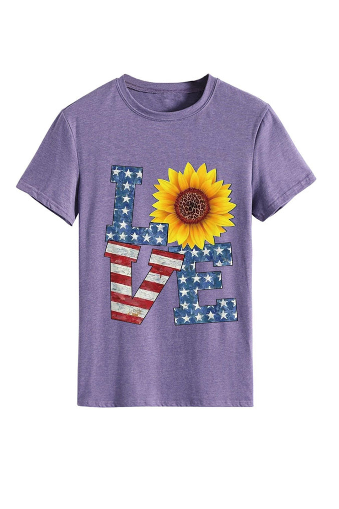 Sunflowers Pentagram Letter Print T-shirt Beige · L