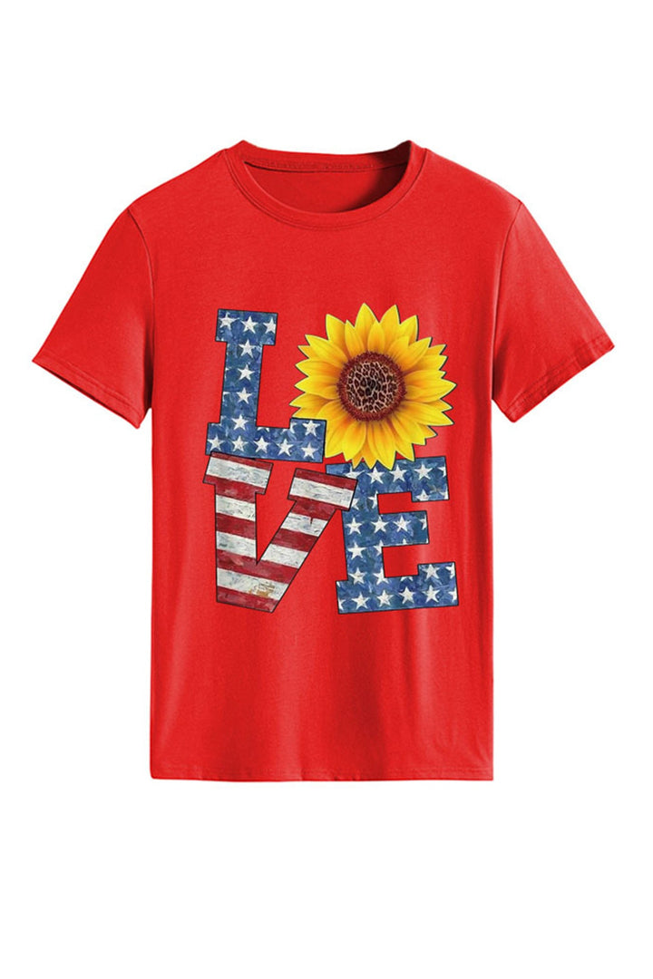 Sunflowers Pentagram Letter Print T-shirt Beige · 3XL