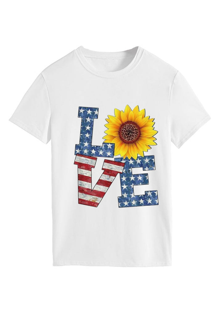Sunflowers Pentagram Letter Print T-shirt Yellow · XL