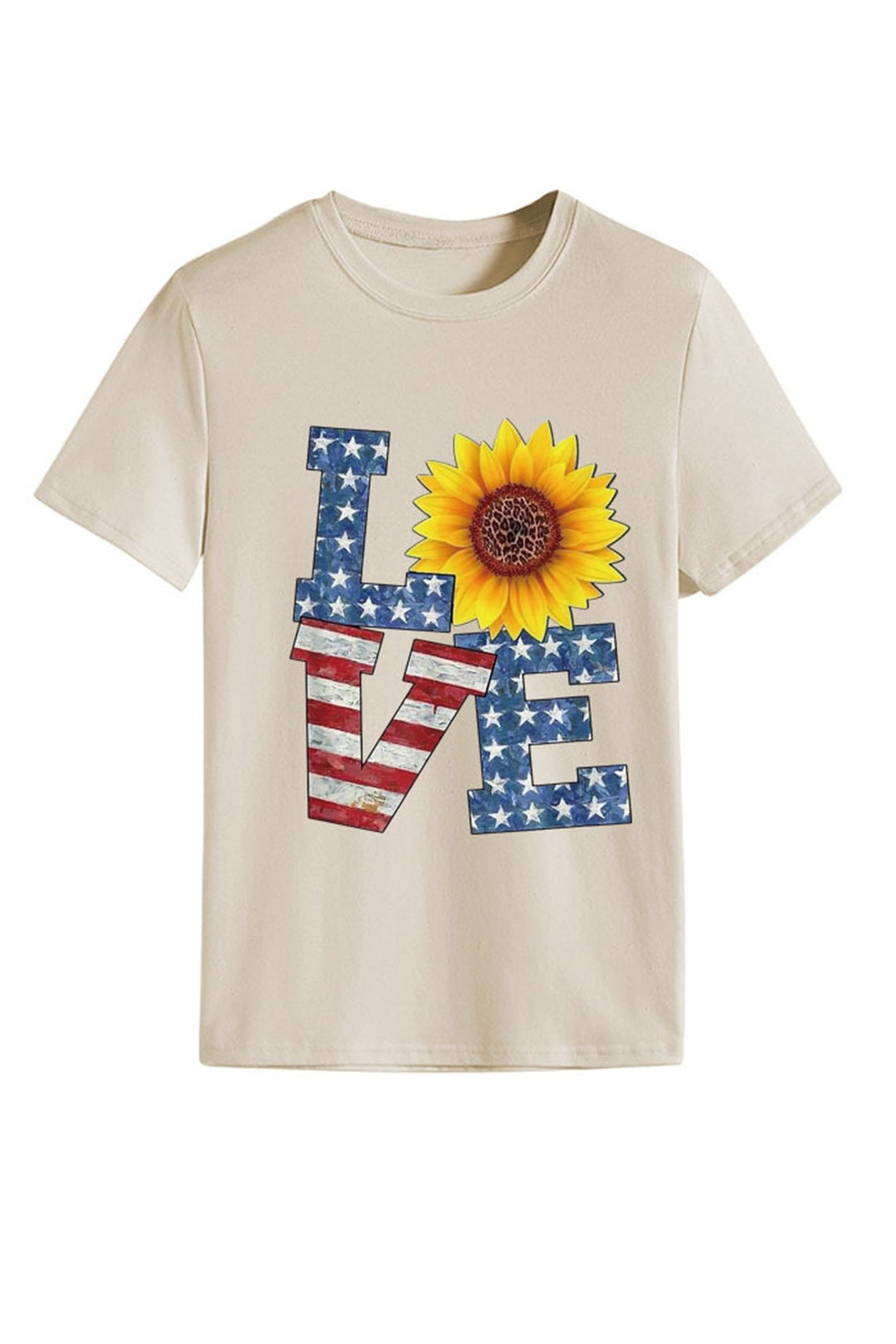 Sunflowers Pentagram Letter Print T-shirt Yellow · S