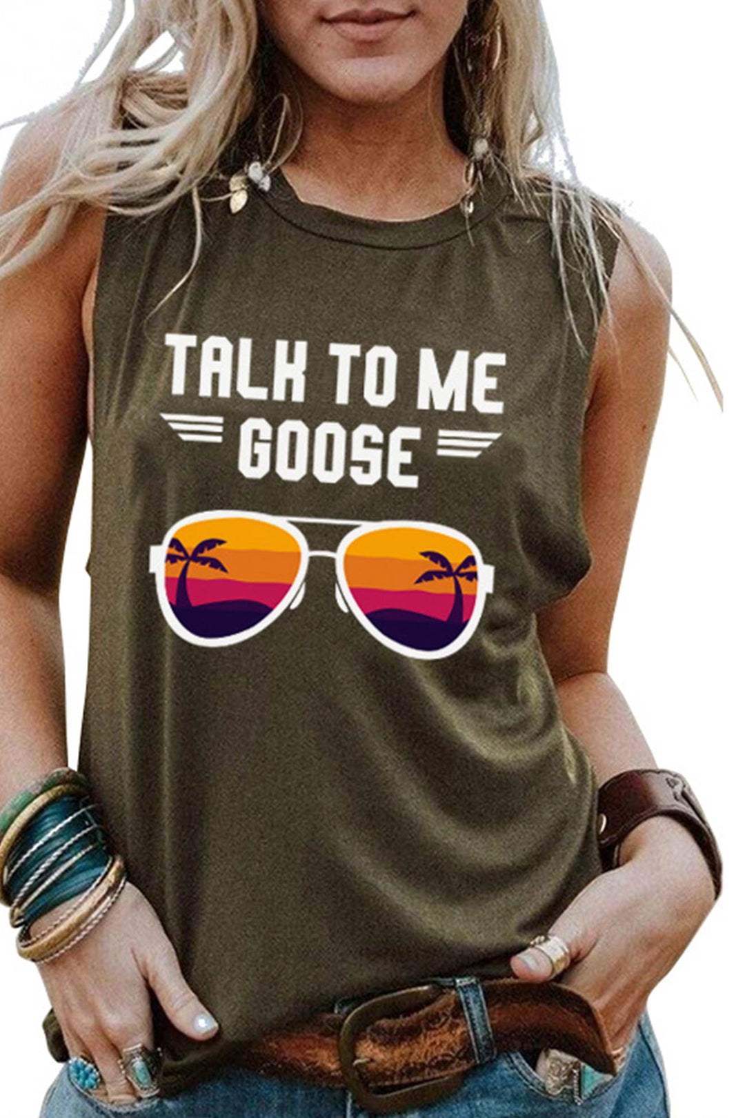 Talk To Me Goose Printed Sleeveless T-shirt Black · XL