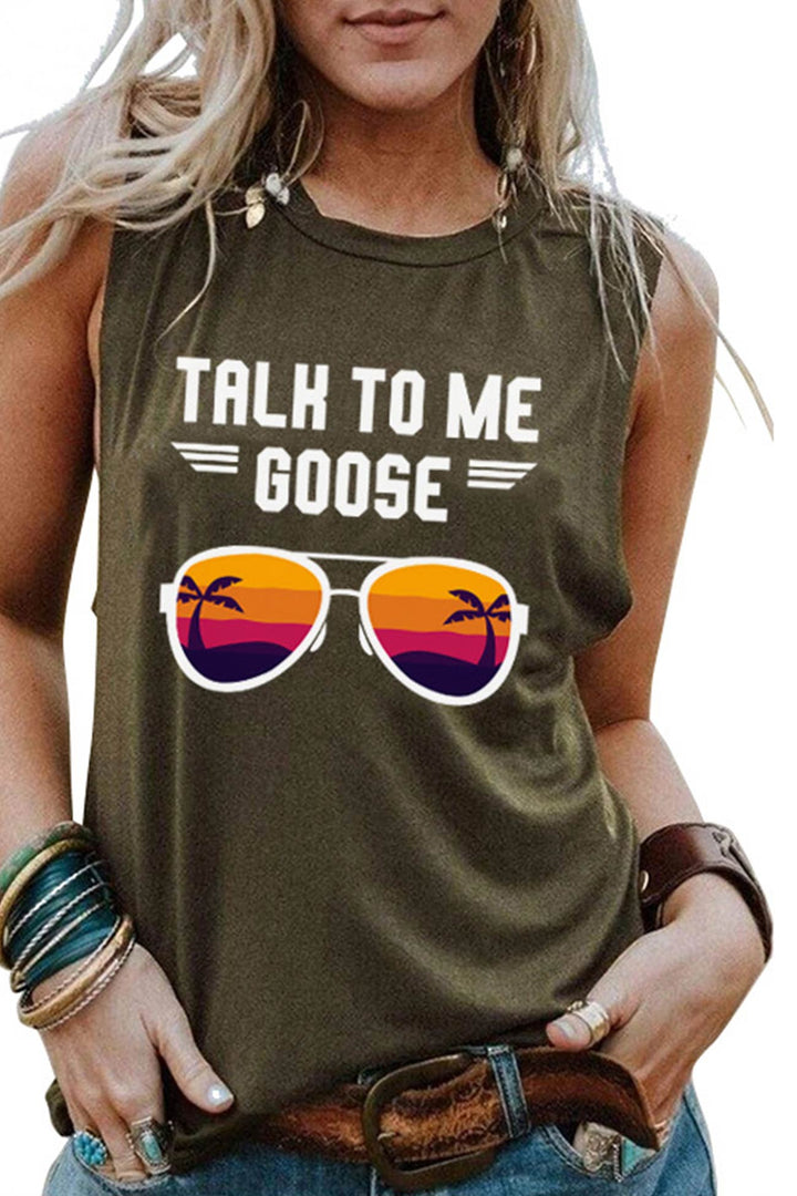 Talk To Me Goose Printed Sleeveless T-shirt Black · XL