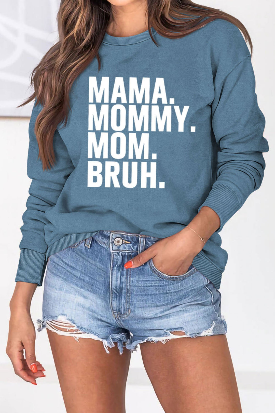 The Way Call Mama Letter Printed Sweatshirt Black · S