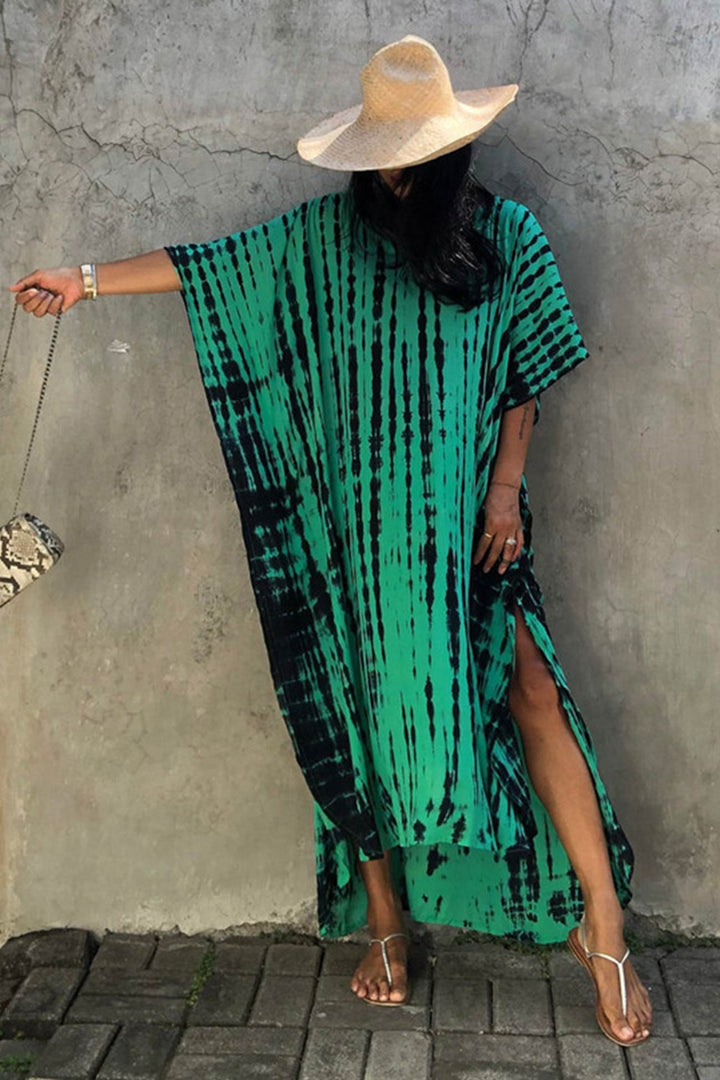 Tie Dye Slit Beach Cover-up Maxi Dress