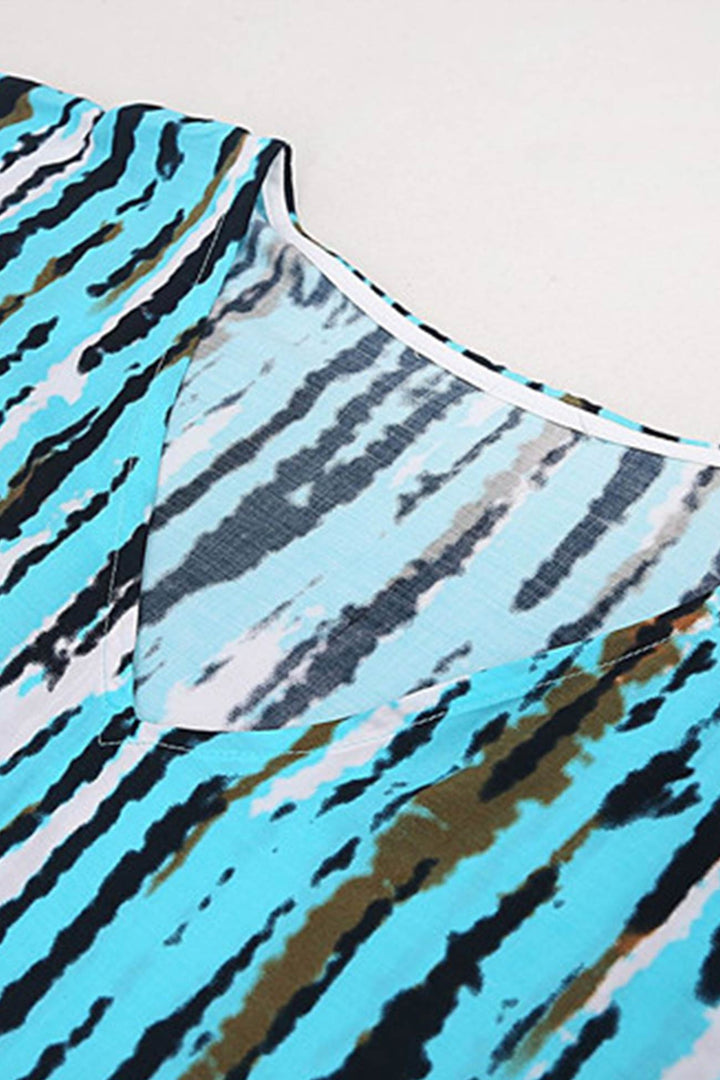 Tie Dye Slit Beach Cover-up Maxi Dress Blue Grey · One Size