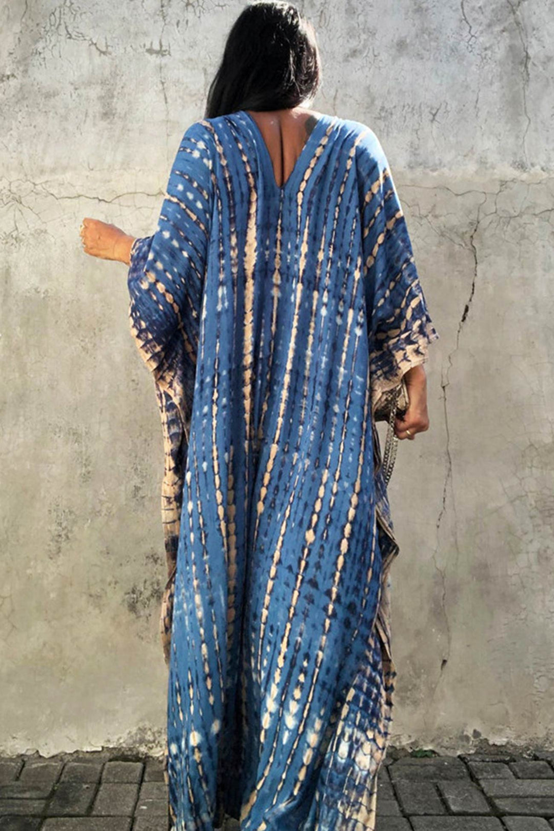 Tie Dye Slit Beach Cover-up Maxi Dress Green Black · One Size