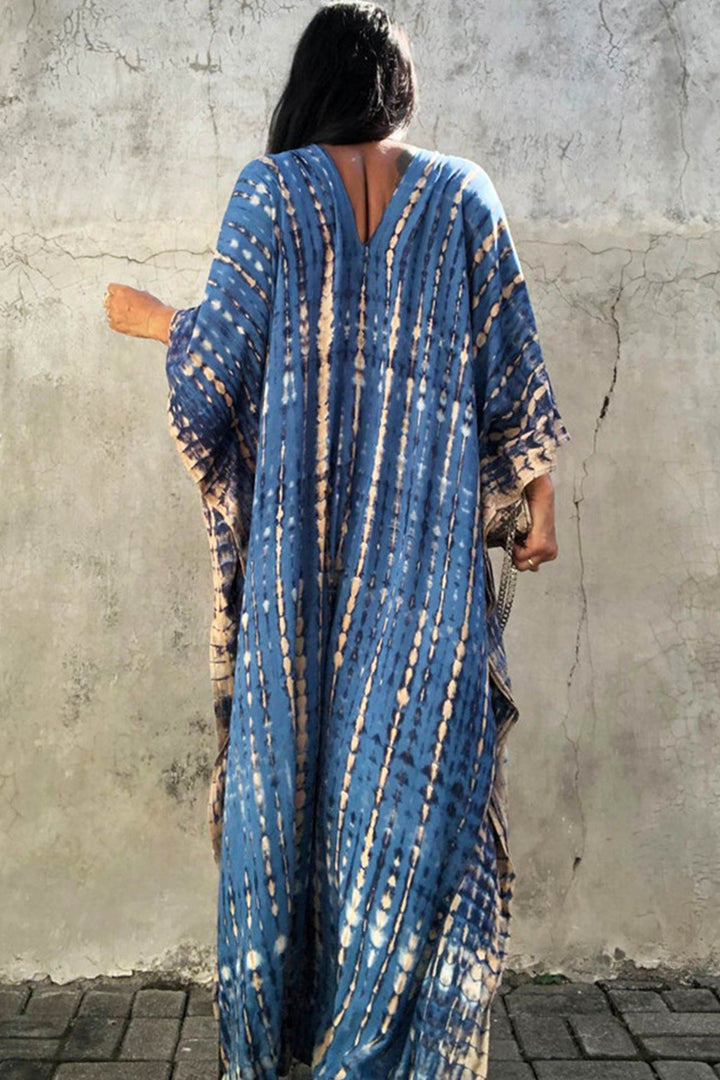 Tie Dye Slit Beach Cover-up Maxi Dress Green Black · One Size