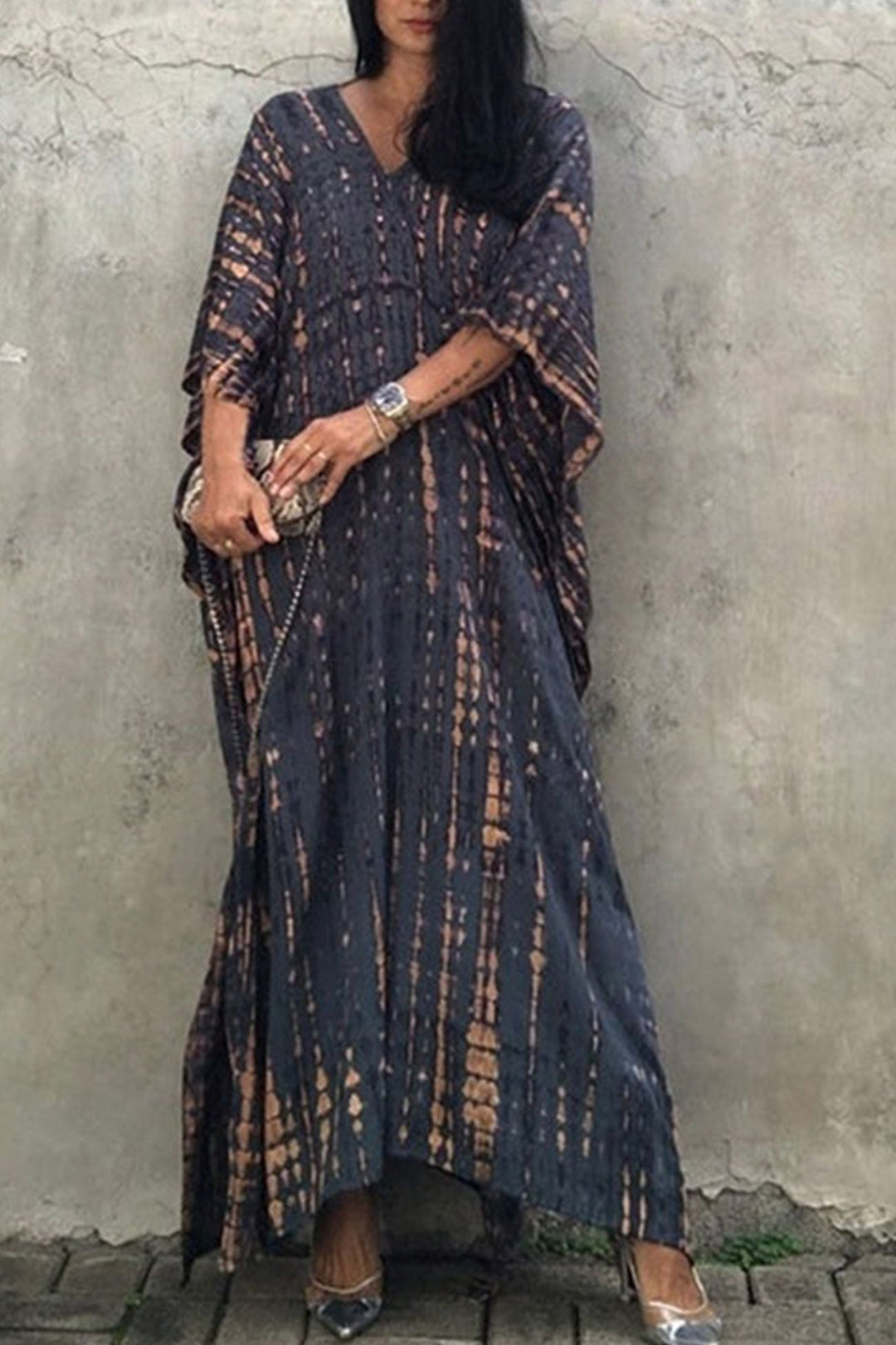 Tie Dye Slit Beach Cover-up Maxi Dress