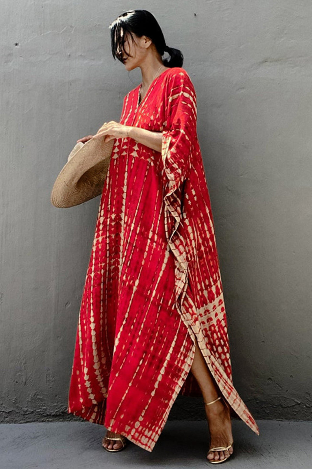 Tie Dye Slit Beach Cover-up Maxi Dress