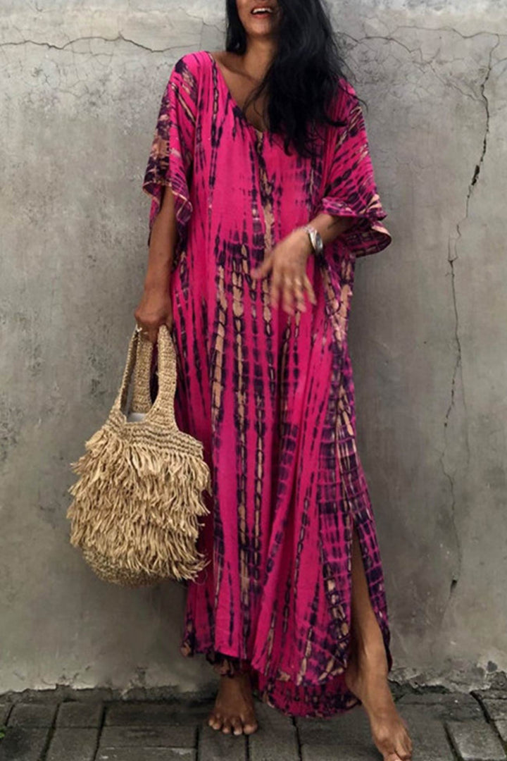 Tie Dye Slit Beach Cover-up Maxi Dress