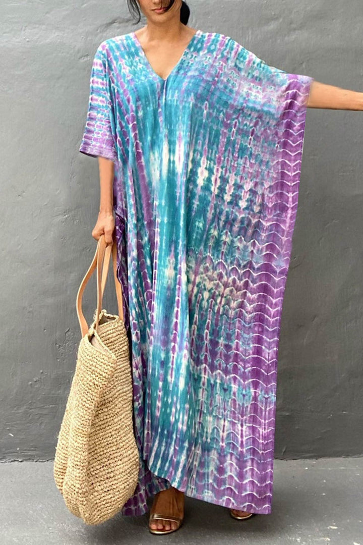 Tie Dye Slit Beach Cover-up Maxi Dress