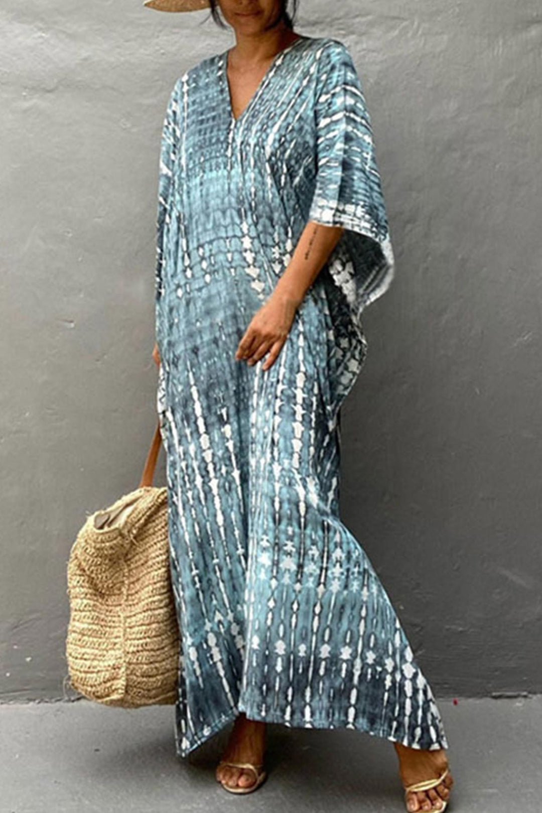 Tie Dye Slit Beach Cover-up Maxi Dress