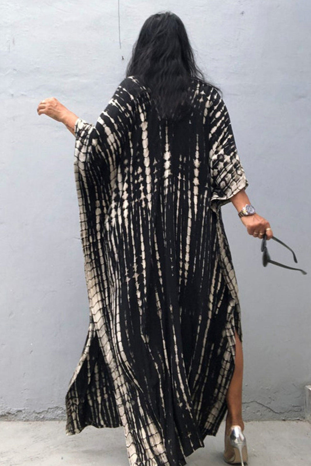 Tie Dye Slit Beach Cover-up Maxi Dress Pink Purple · One Size