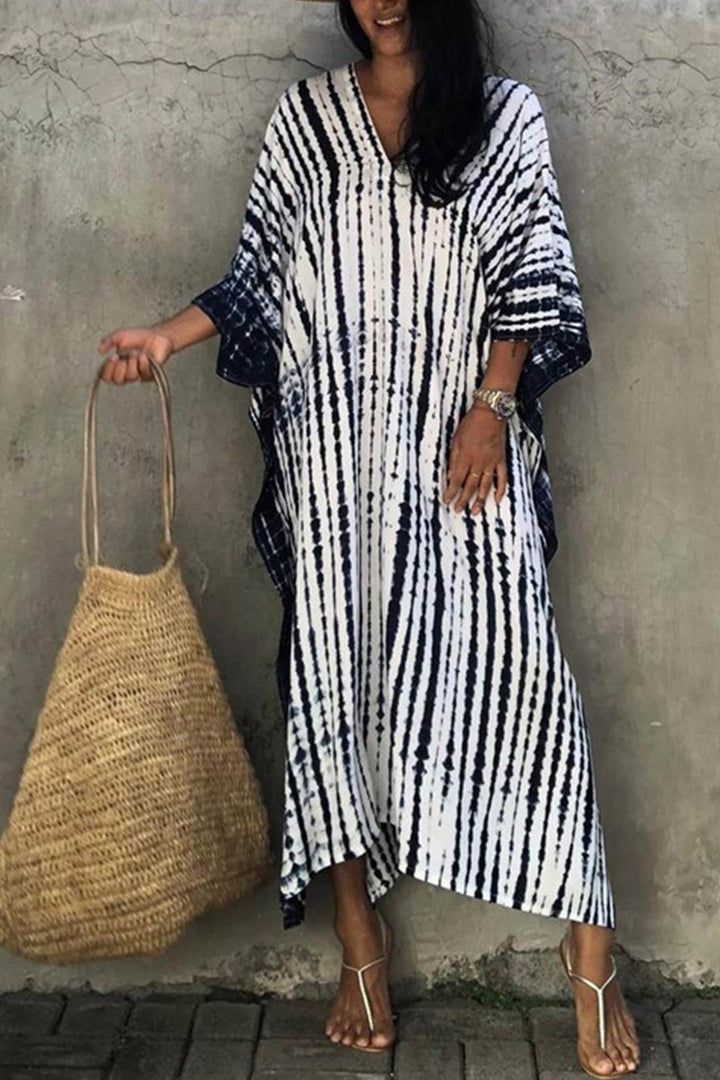 Tie Dye Slit Beach Cover-up Maxi Dress Rose · One Size