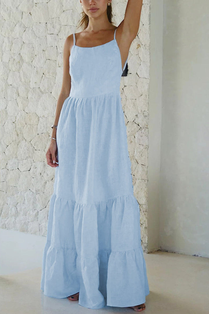 Tie-back Tiered Cotton Cami Dress White · S