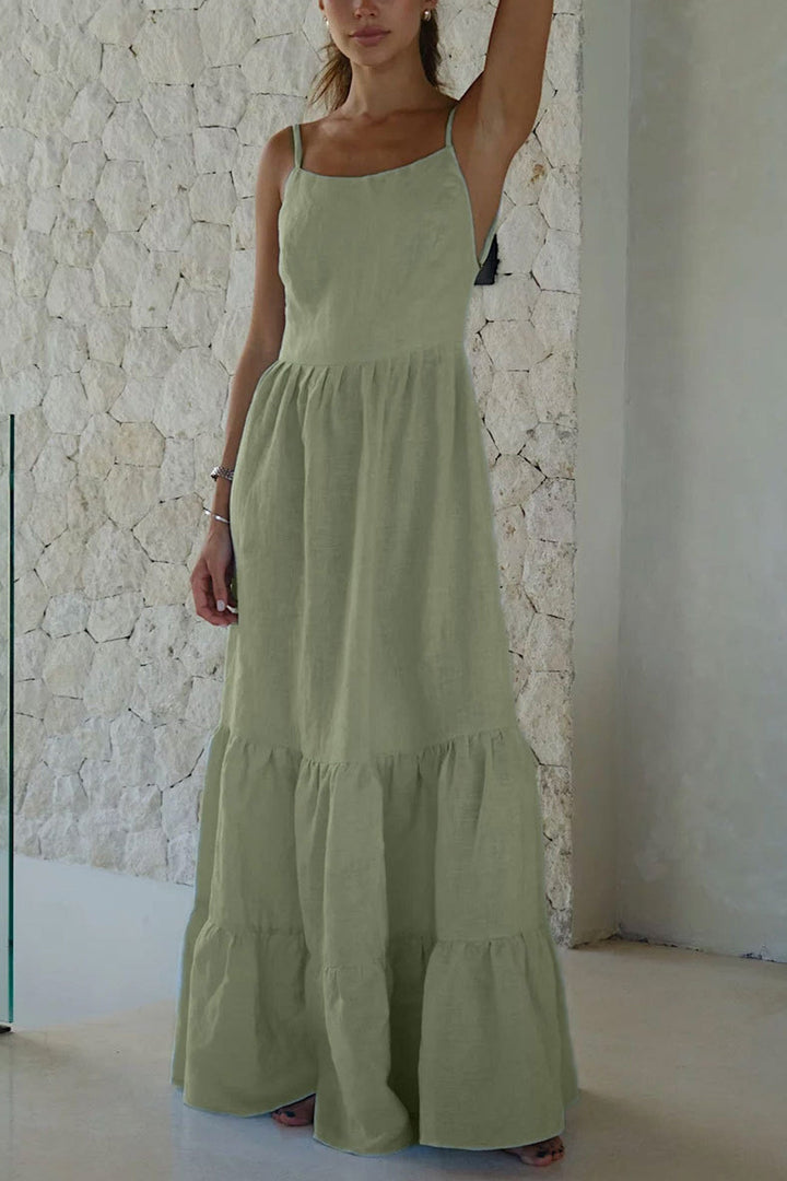 Tie-back Tiered Cotton Cami Dress