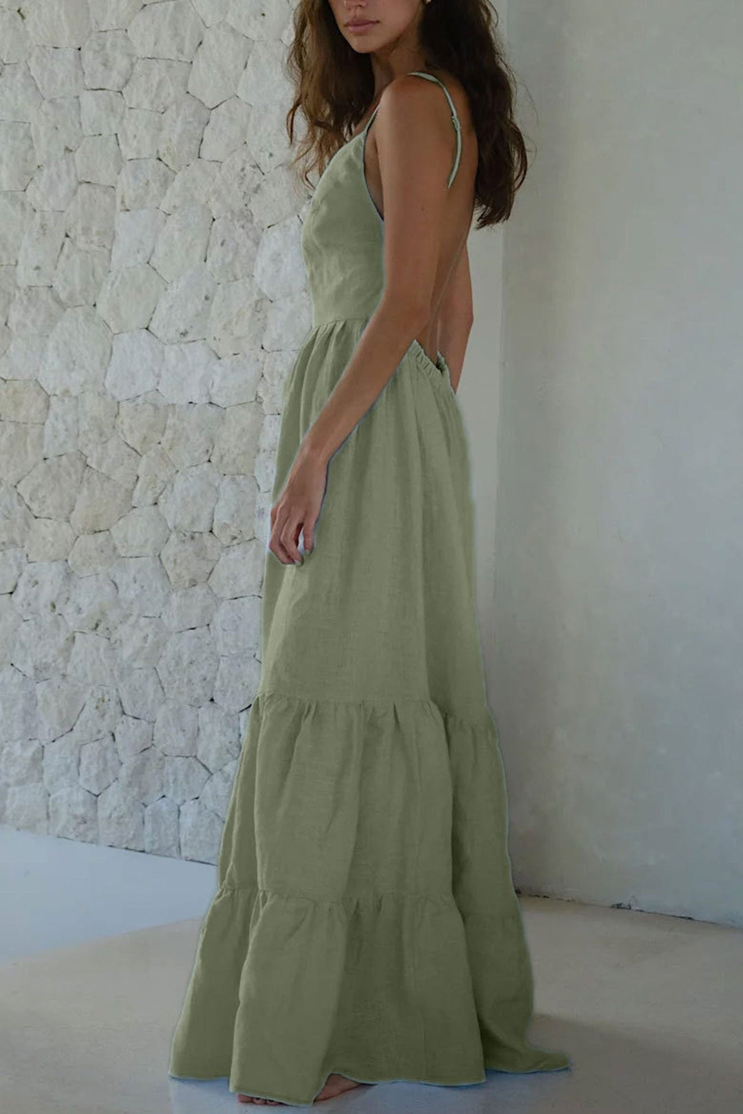 Tie-back Tiered Cotton Cami Dress