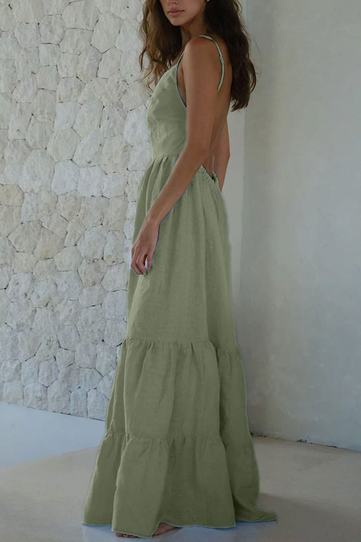 Tie-back Tiered Cotton Cami Dress