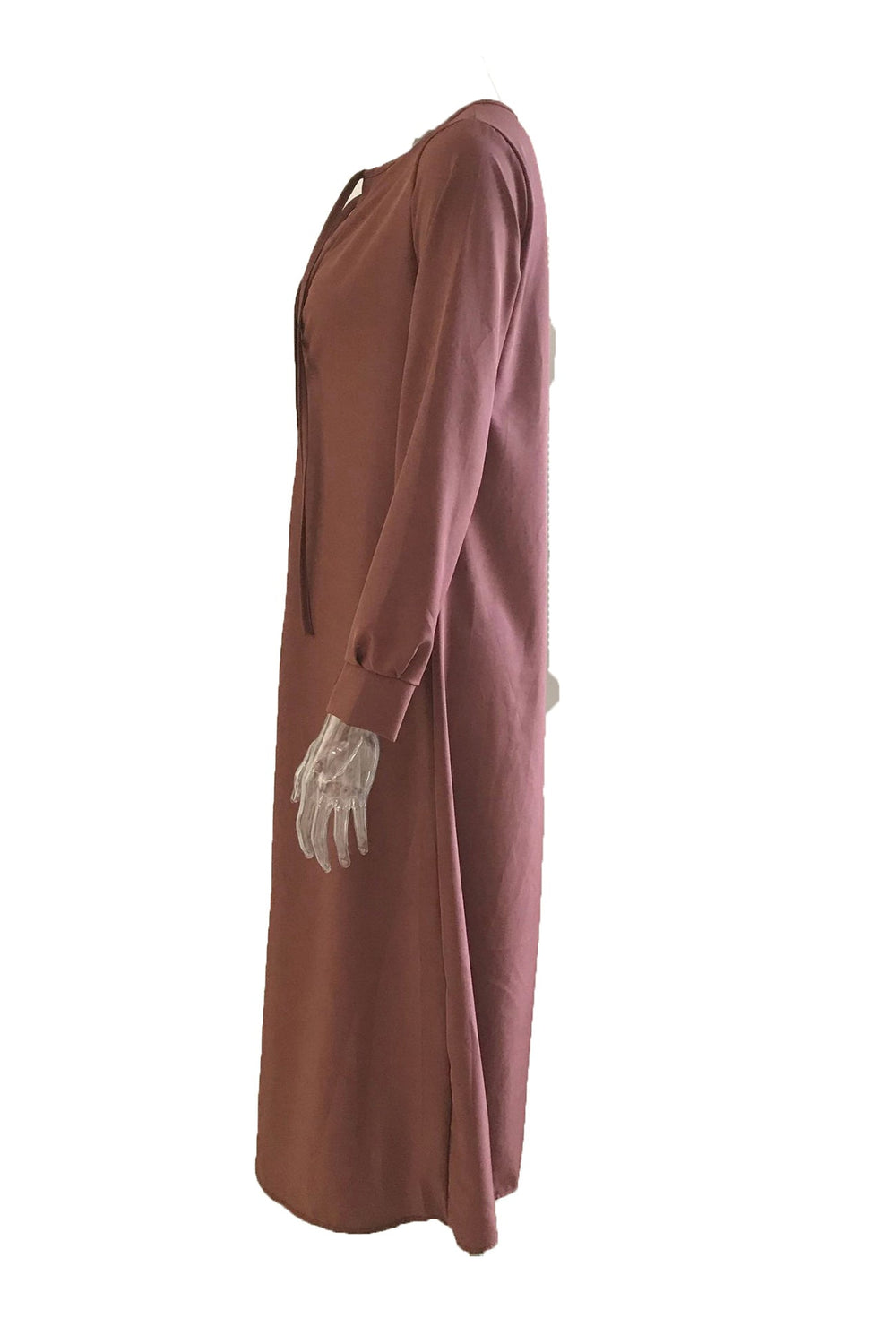 Tie-up Long Sleeve Maxi Dress Brown · M