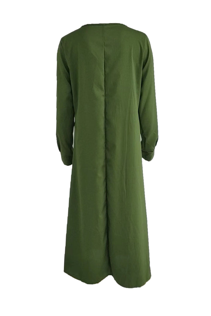 Tie-up Long Sleeve Maxi Dress Grey · 2XL